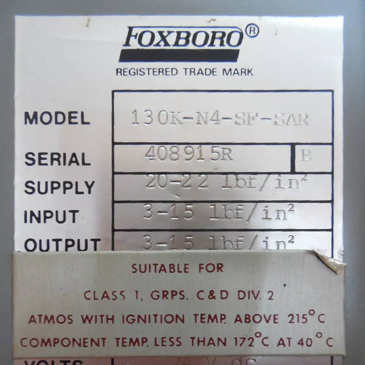 Foxboro 130K-N4-SF-SAR Consoltrol Controller