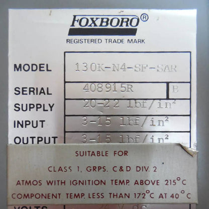 Foxboro 130K-N4-SF-SAR Consoltrol Controller