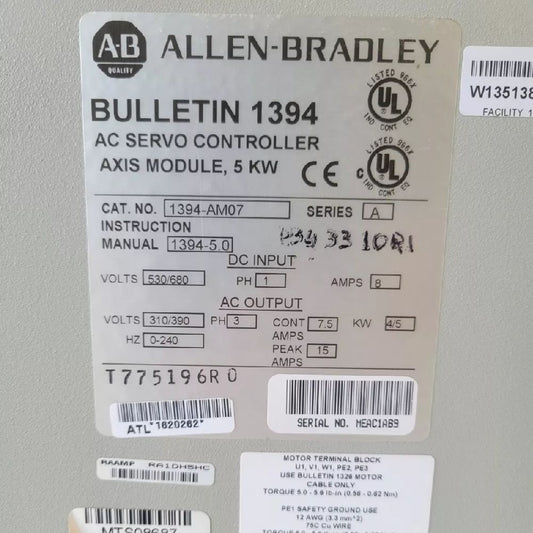 Модуль оси сервоконтроллера переменного тока Allen-Bradley 1394-AM07