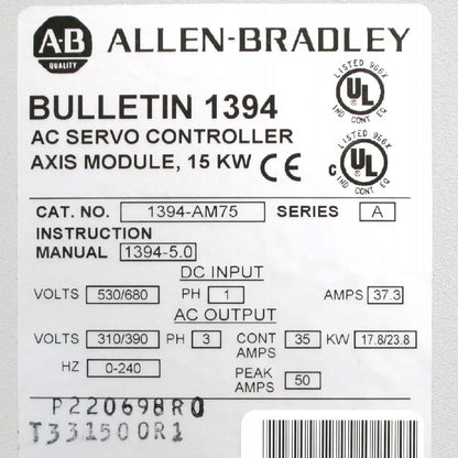 Модуль оси сервоконтроллера переменного тока Allen-Bradley 1394-AM75