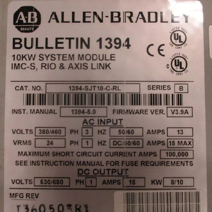 Allen-Bradley 1394-SJT10-C-RL System Module Power