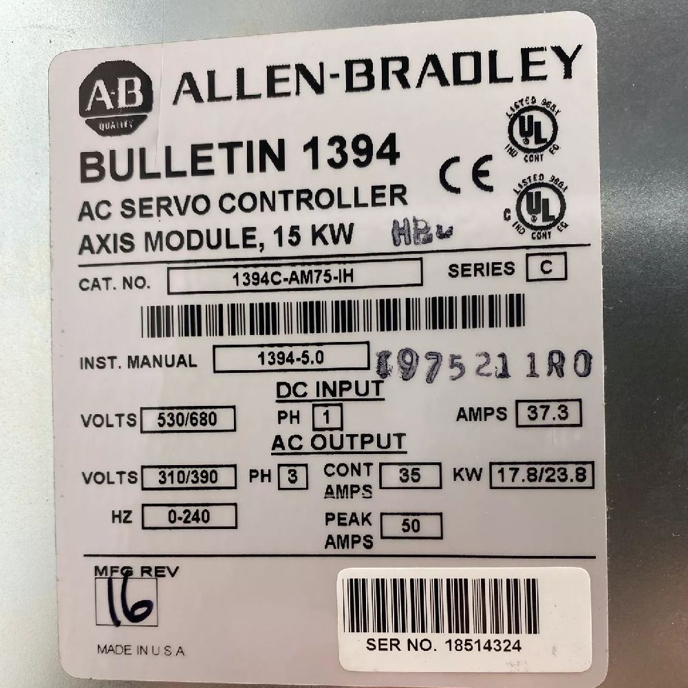 Модуль оси сервоконтроллера переменного тока Allen-Bradley 1394C-AM75-IH