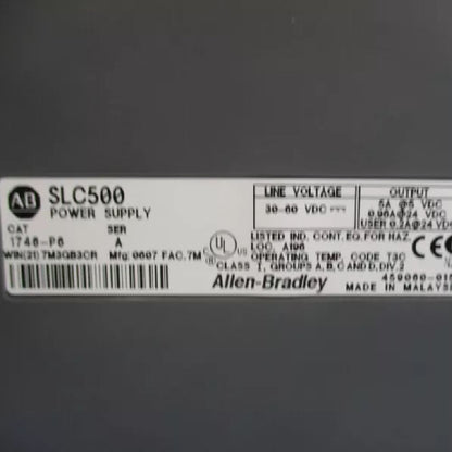 Allen-Bradley SLC 500 1746-P6 Rack Mounting Power Supply