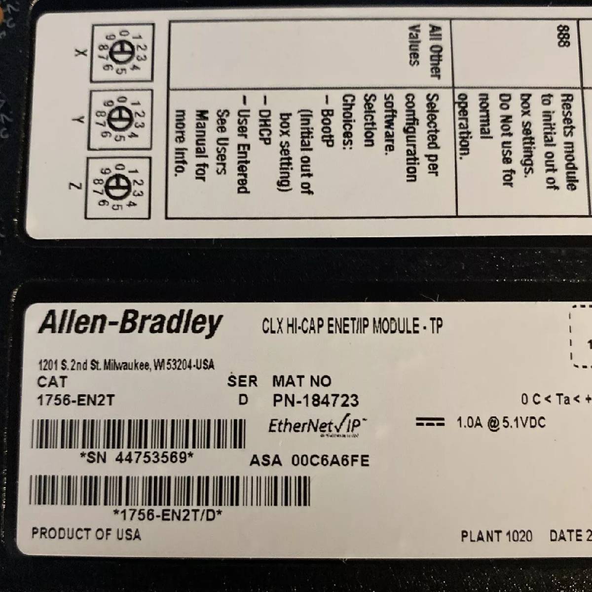 Allen-Bradley 1756-EN2T/D EtherNet/IP Modules