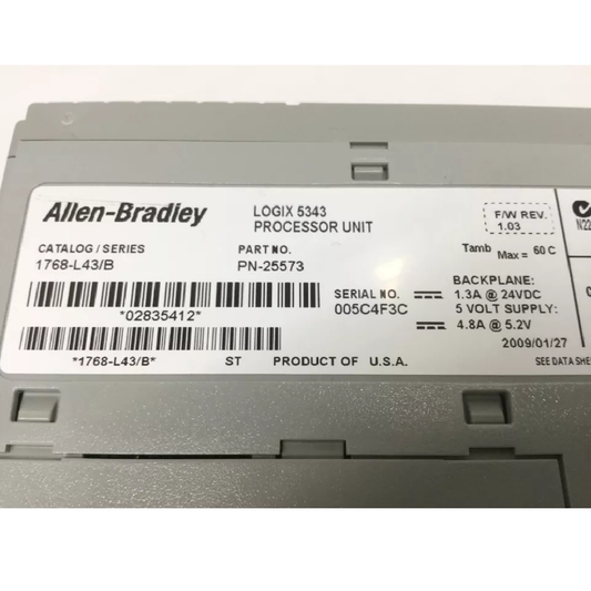 وحدة التحكم الصناعية من سلسلة CompactLogix 1768-L43/B من Allen-Bradley