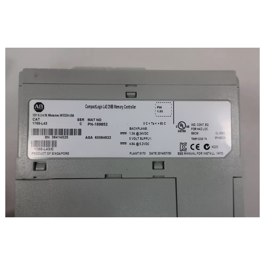 وحدة تحكم الذاكرة CompactLogix L43 سعة 2 ميجابايت من Allen-Bradley 1768-L43