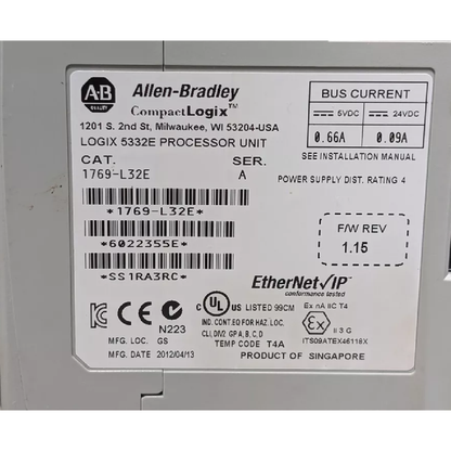 Allen-Bradley 1769-L32E/A CompactLogix 750KB Enet Controller