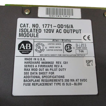 Allen-Bradley PLC5 1771-OD16 Isolated Ac Output Module