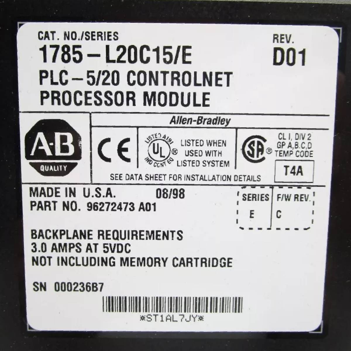 Allen-Bradley 1785-L20C15 programmable controller