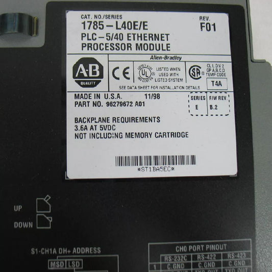 Allen-Bradley 1785-L40E Ethernet PLC-5 Programmable Controllers