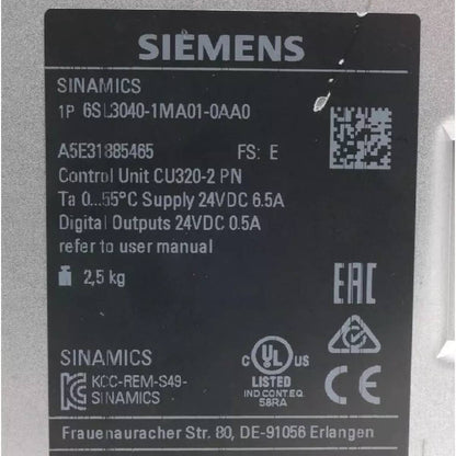 Siemens 6SL3040-1MA01-0AA0 Control unit CU320-2 PN