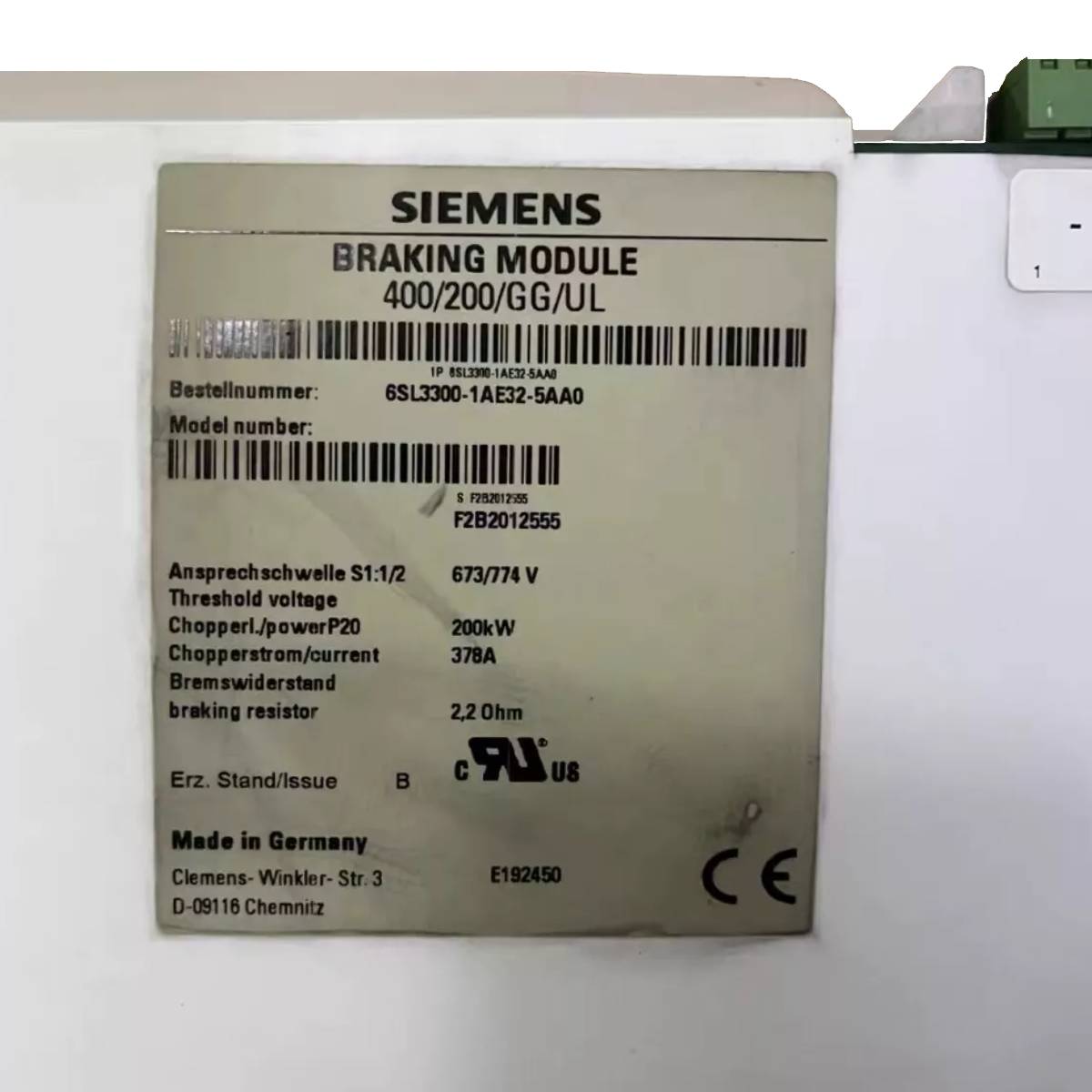 Siemens 6SL3300-1AE32-5AA0 Data sheet for Braking Module