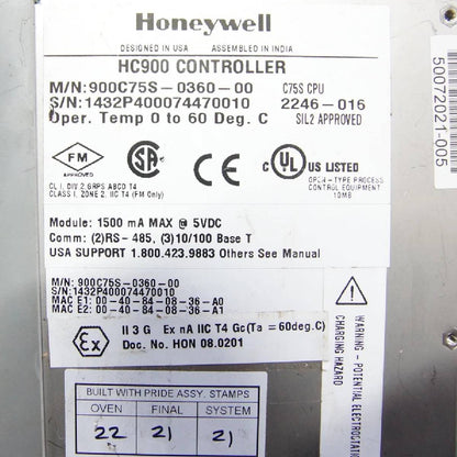 Honeywell 900C75S-0360-00 CPU, ControlEdge 900