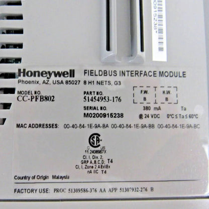 Honeywell CC-PFB802 Fieldbus Interface Modules