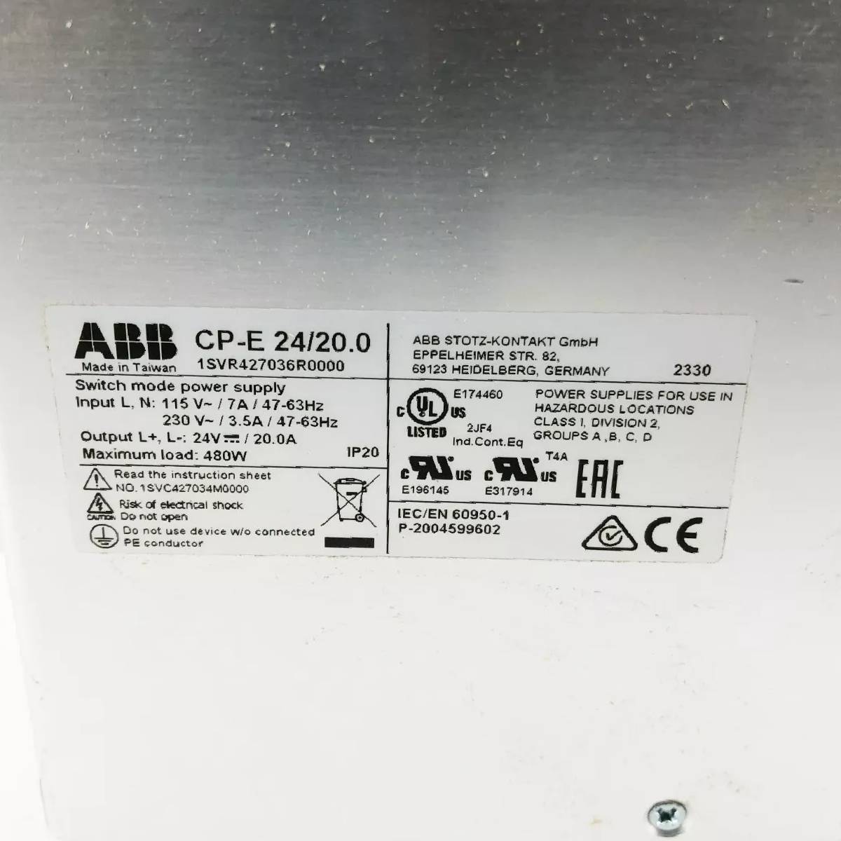 1SVR427036R0000 | ABB CP-E 24/20.0 Power Supply Module