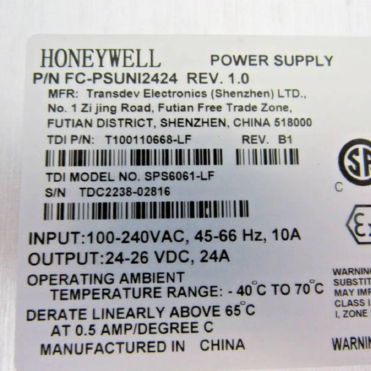 Honeywell FC-PSUNI2424 Power Supply Unit