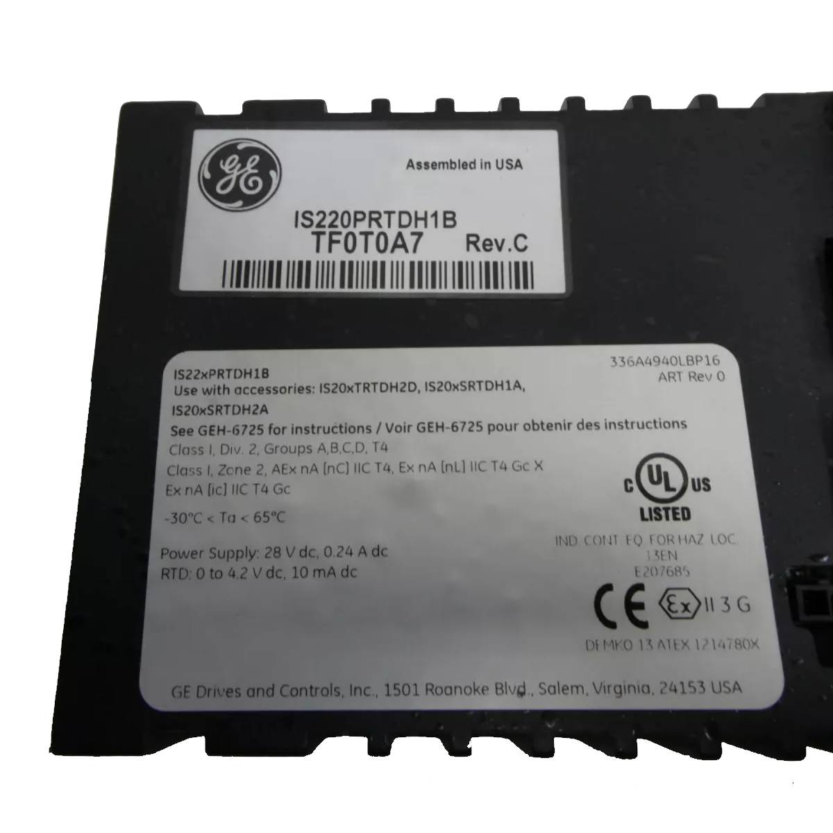 GE IS220PRTDH1B RTD Input Module