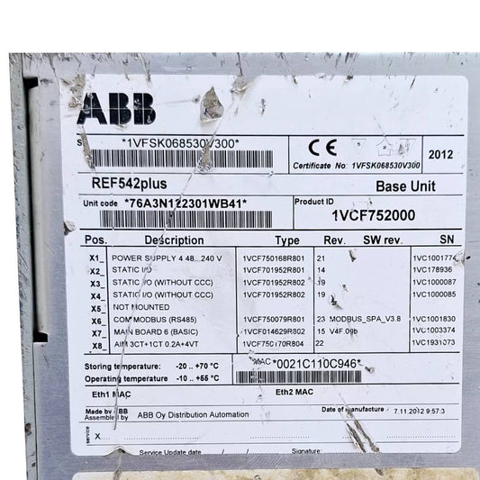 1VCF752000  | ABB REF542PLUS Feeder Protection & Control